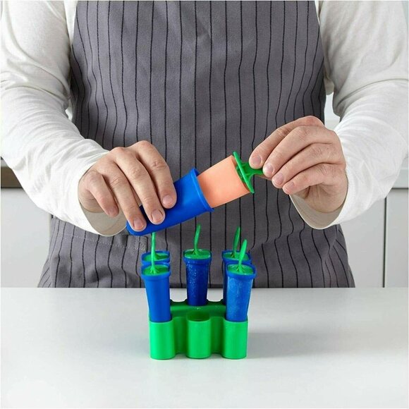 IKEA Reusable Frozen Ice Pop Molds Popsicle Maker Set 12 Blue Green Yellow Pink  - Picture 4 of 4